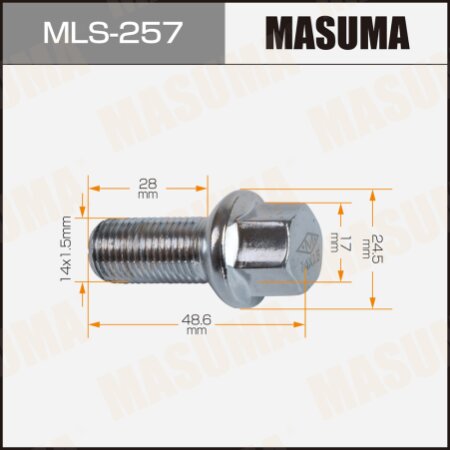 Болт колесный M14 x 1,5(R)Masuma, MLS-257