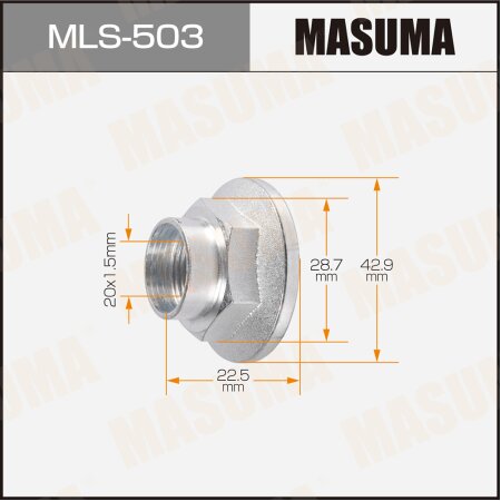 CV Joint nut Masuma M20x1.5(R), 29mm, MLS-503