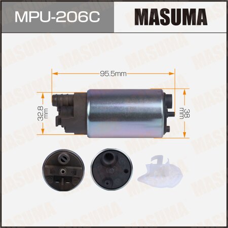 Насос топливный Masuma (сетка в комплекте MPU-030), графитовый коллектор, MPU-206C