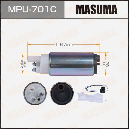 Насос топливный Masuma (сетка в комплекте MPU-001), графитовый коллектор, MPU-701C