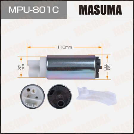 Насос топливный Masuma (сетка в комплекте MPU-001), графитовый коллектор, MPU-801C