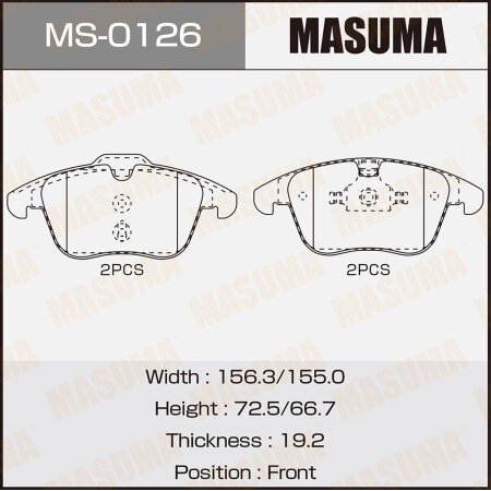Колодки тормозные дисковые Masuma, MS-0126