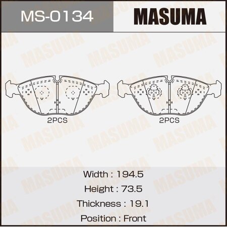 Колодки тормозные дисковые Masuma, MS-0134