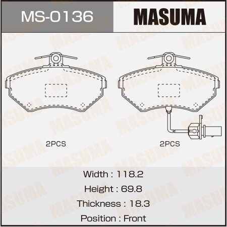 Колодки тормозные дисковые Masuma, MS-0136