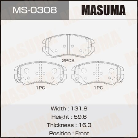 Колодки тормозные дисковые Masuma, MS-0308