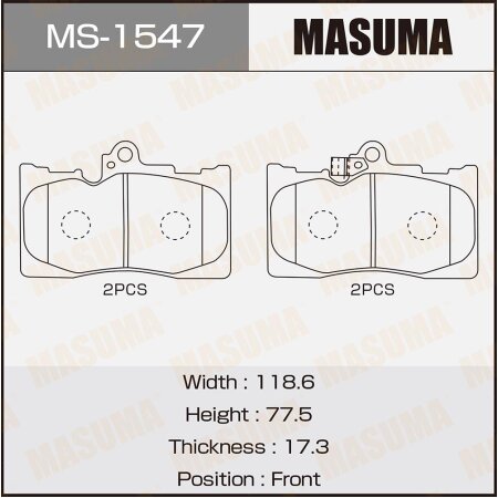 Колодки тормозные дисковые Masuma, MS-1547