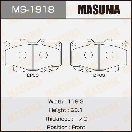 Колодки тормозные дисковые Masuma, MS-1918