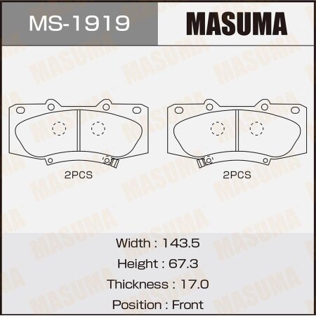 Колодки тормозные дисковые Masuma, MS-1919