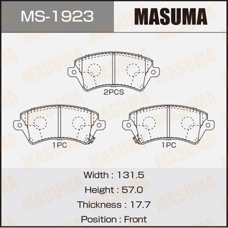 Колодки тормозные дисковые Masuma, MS-1923