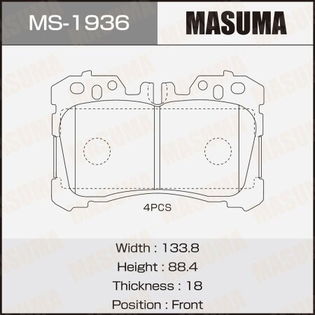 Колодки тормозные дисковые Masuma, MS-1936