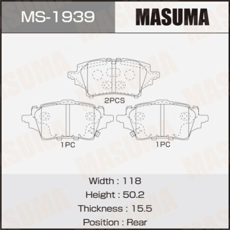 Колодки тормозные дисковые Masuma, MS-1939