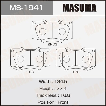 Колодки тормозные дисковые Masuma, MS-1941