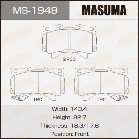 Колодки тормозные дисковые Masuma, MS-1949