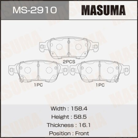 Колодки тормозные дисковые Masuma, MS-2910