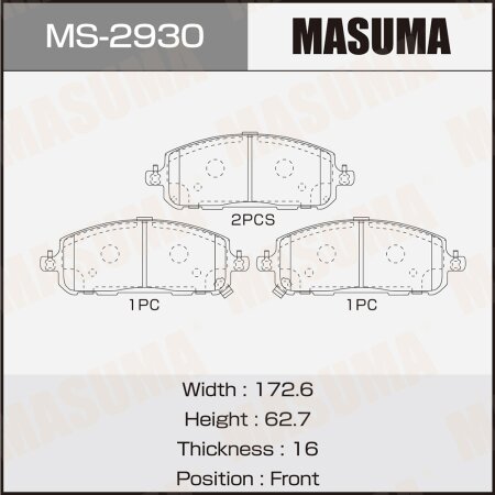 Колодки тормозные дисковые Masuma, MS-2930