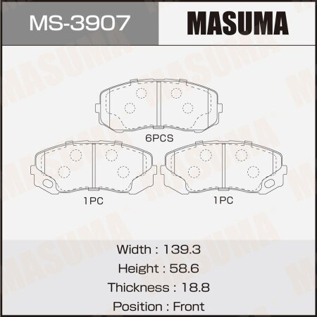 Колодки тормозные дисковые Masuma, MS-3907