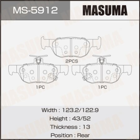 Колодки тормозные дисковые Masuma, MS-5912