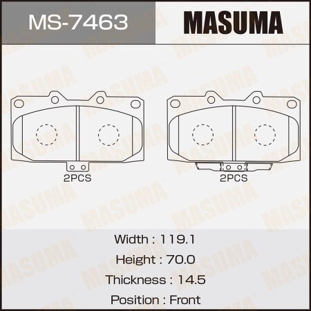 Колодки тормозные дисковые Masuma, MS-7463