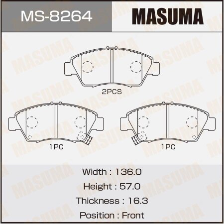 Колодки тормозные дисковые Masuma, MS-8264