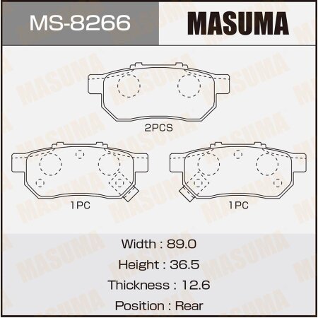 Колодки тормозные дисковые Masuma, MS-8266