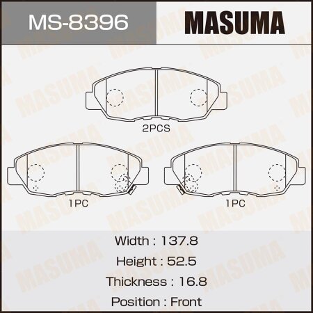 Колодки тормозные дисковые Masuma, MS-8396