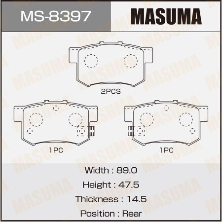 Колодки тормозные дисковые Masuma, MS-8397
