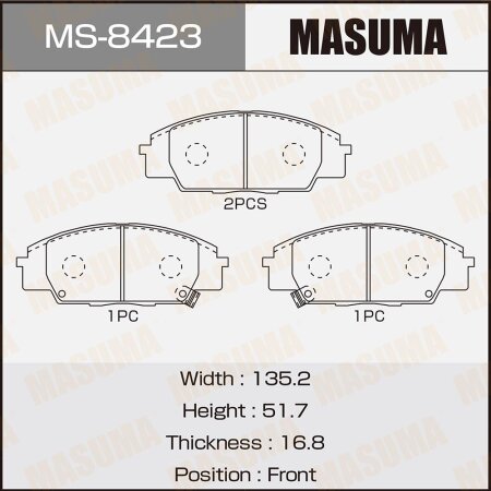 Колодки тормозные дисковые Masuma, MS-8423