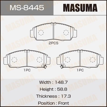 Колодки тормозные дисковые Masuma, MS-8445