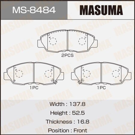 Колодки тормозные дисковые Masuma, MS-8484