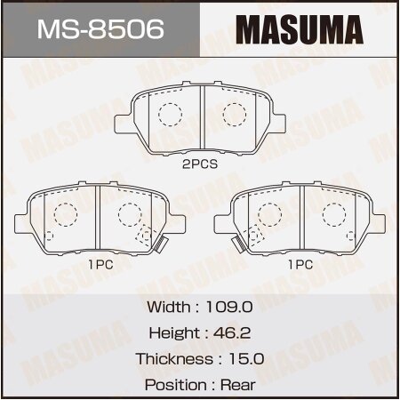 Колодки тормозные дисковые Masuma, MS-8506