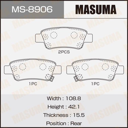 Колодки тормозные дисковые Masuma, MS-8906