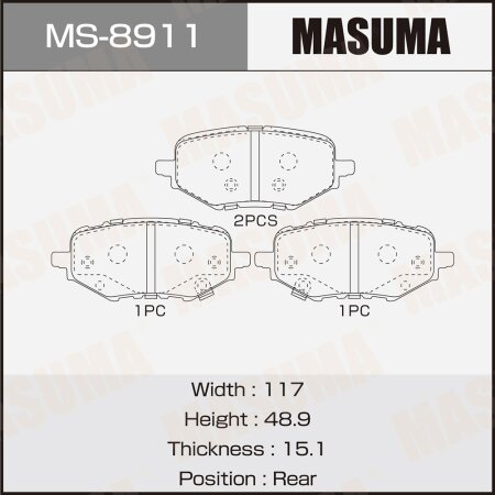 Колодки тормозные дисковые Masuma, MS-8911