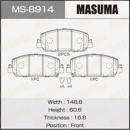 Колодки тормозные дисковые Masuma, MS-8914