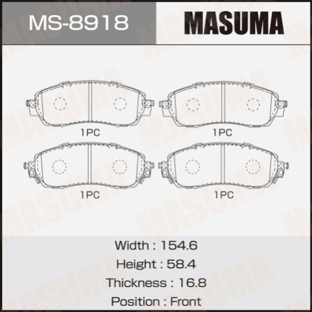 Колодки тормозные дисковые Masuma, MS-8918