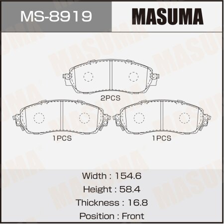 Колодки тормозные дисковые Masuma, MS-8919