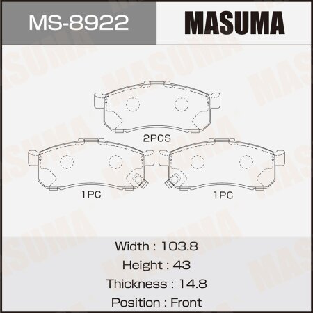Колодки тормозные дисковые Masuma, MS-8922