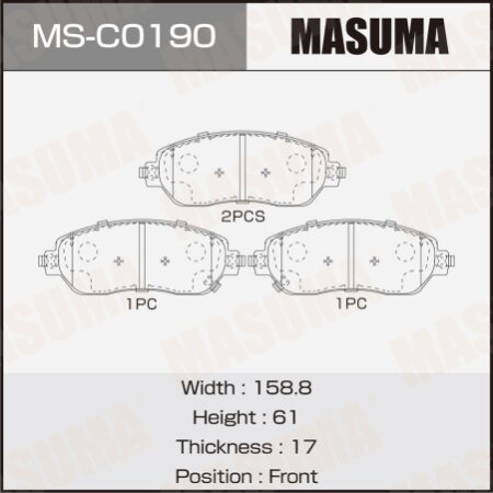 Колодки тормозные дисковые Masuma, MS-C0190