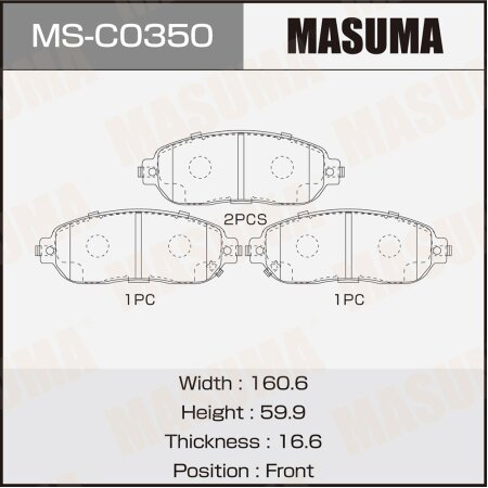 Колодки тормозные дисковые Masuma, MS-C0350