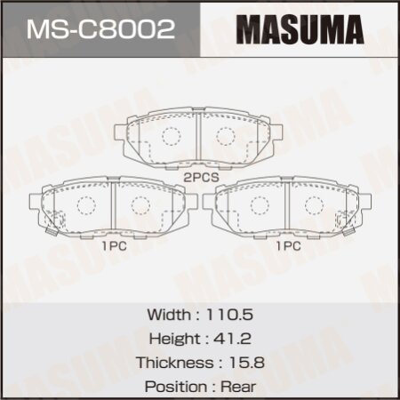 Колодки тормозные дисковые Masuma, MS-C8002