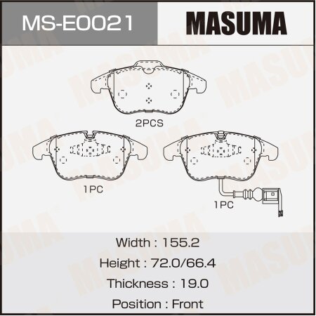 Колодки тормозные дисковые Masuma, MS-E0021