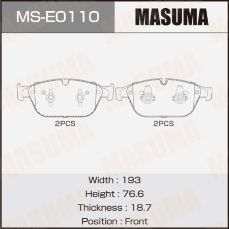 Колодки тормозные дисковые Masuma, MS-E0110
