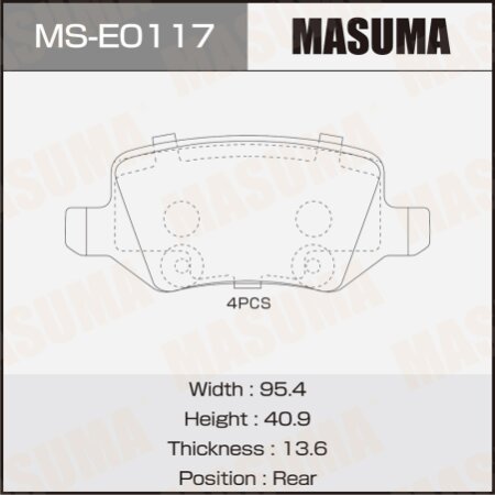 Колодки тормозные дисковые Masuma, MS-E0117
