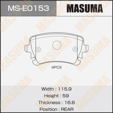 Brake pads Masuma, MS-E0153
