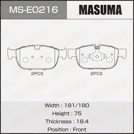 Колодки тормозные дисковые Masuma, MS-E0216