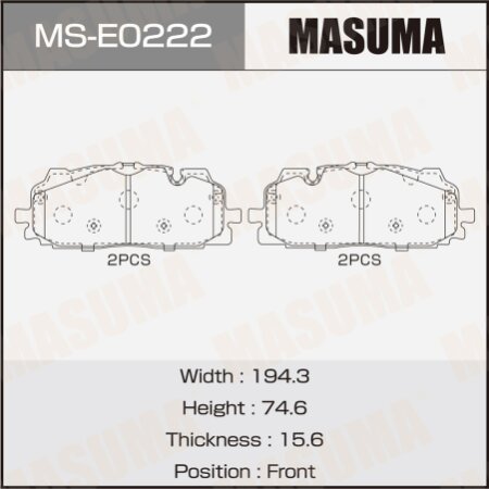 Колодки тормозные дисковые Masuma, MS-E0222