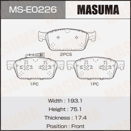 Колодки тормозные дисковые Masuma, MS-E0226