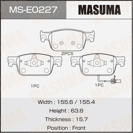 Колодки тормозные дисковые Masuma, MS-E0227
