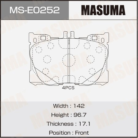 Колодки тормозные дисковые Masuma, MS-E0252