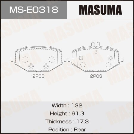 Колодки тормозные дисковые Masuma, MS-E0318