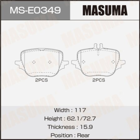 Колодки тормозные дисковые Masuma, MS-E0349
